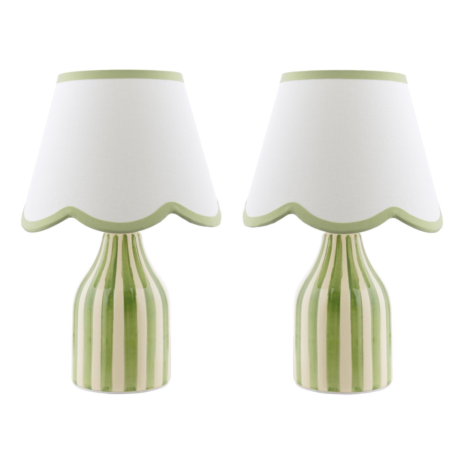 Aimee Twin Pack Table Lamp Green Ceramic With Shade