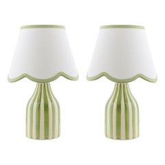 Aimee Twin Pack Table Lamp Green Ceramic With Shade