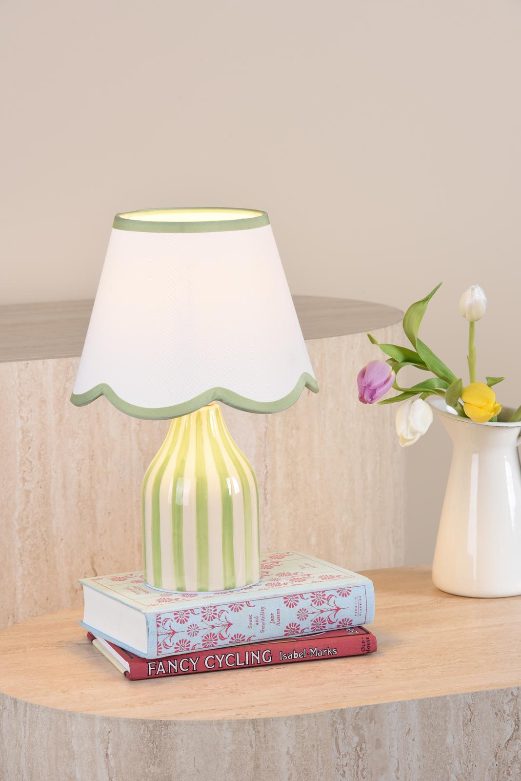 Aimee Twin Pack Table Lamp Green Ceramic With Shade