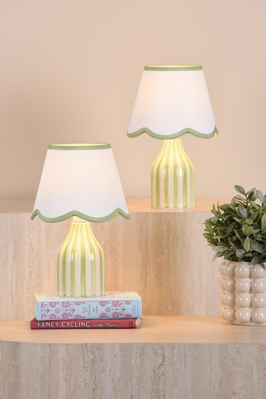 Aimee Twin Pack Table Lamp Green Ceramic With Shade