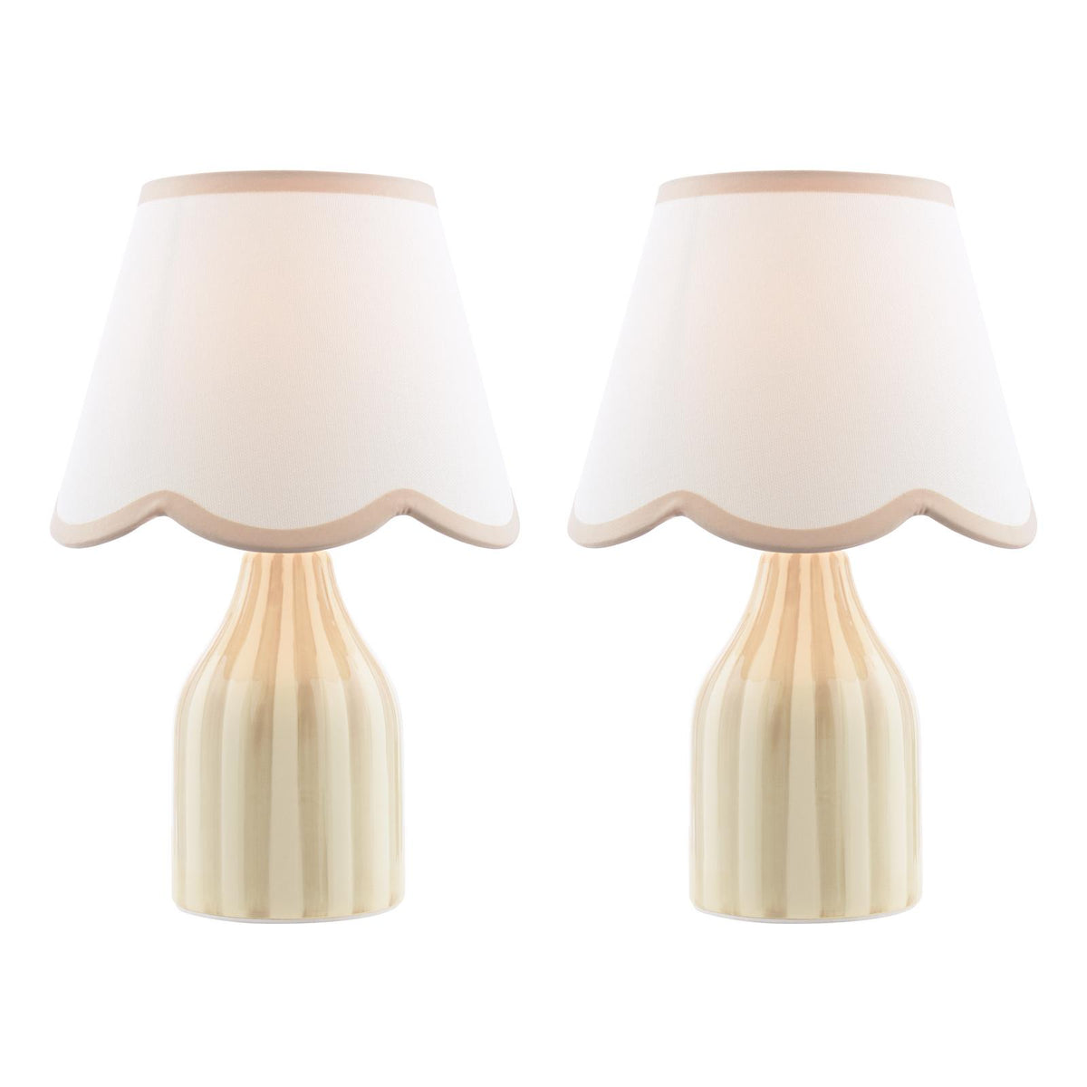 Aimee Twin Pack Table Lamp Taupe Ceramic With Shade