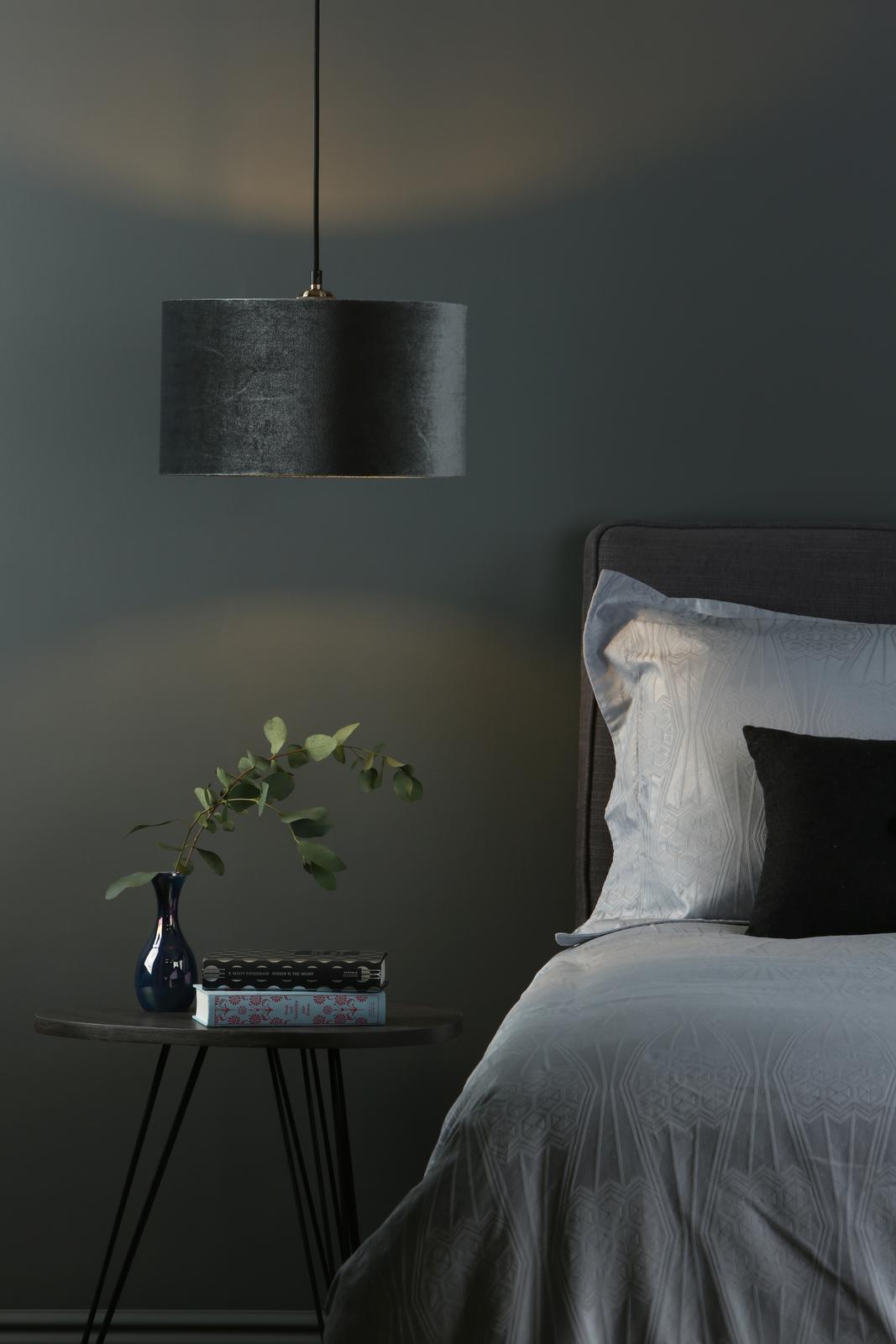 Akavia Grey Velvet Drum Shade 35cm