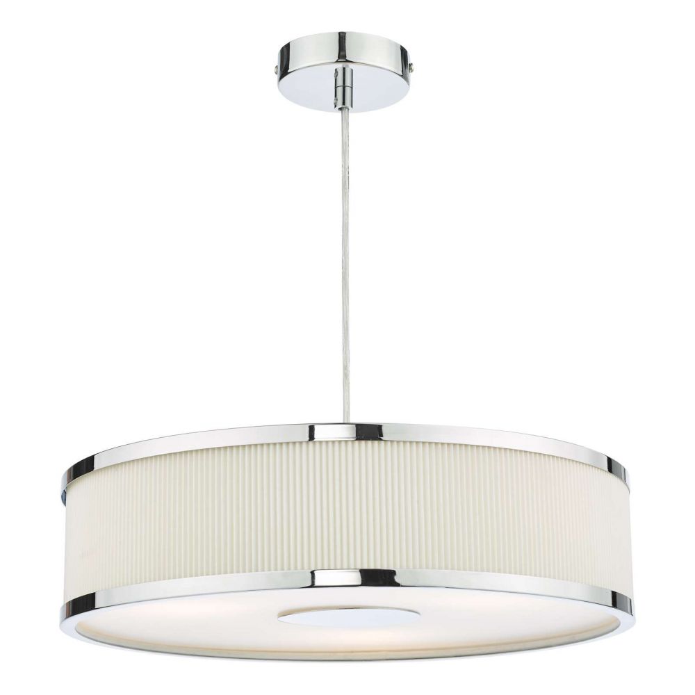 Alvaro 3 Light Single Pendant Polished Chrome Ivory