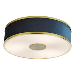 Alvaro 3 Light Flush Brushed Brass With Blue Shade