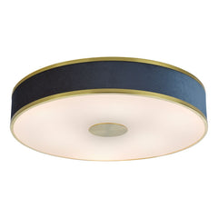 Alvaro 6 Light Flush Antique Brushed Brass With Blue Shade