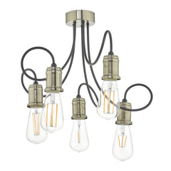 Alzbet 5 Light Semi-Flush Antique Brass
