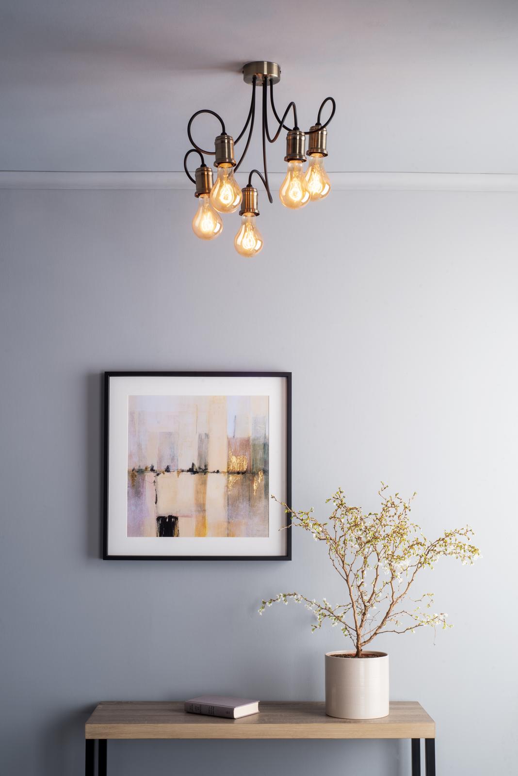 Alzbet 5 Light Semi-Flush Antique Brass