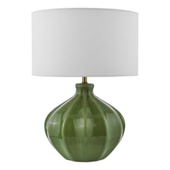 Amrita Ceramic Table Lamp Green and Antique Brass With Shade