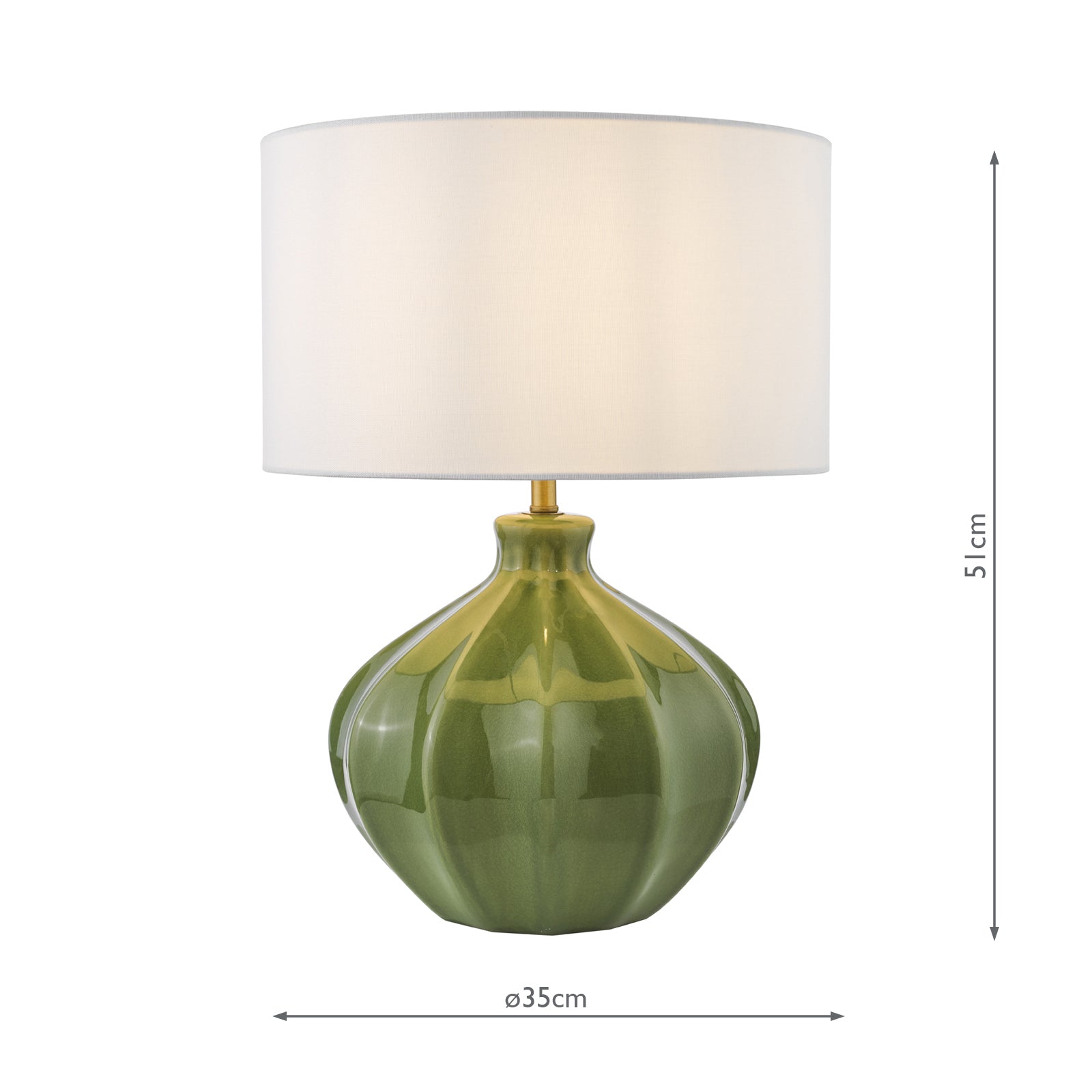 Amrita Ceramic Table Lamp Green and Antique Brass With Shade