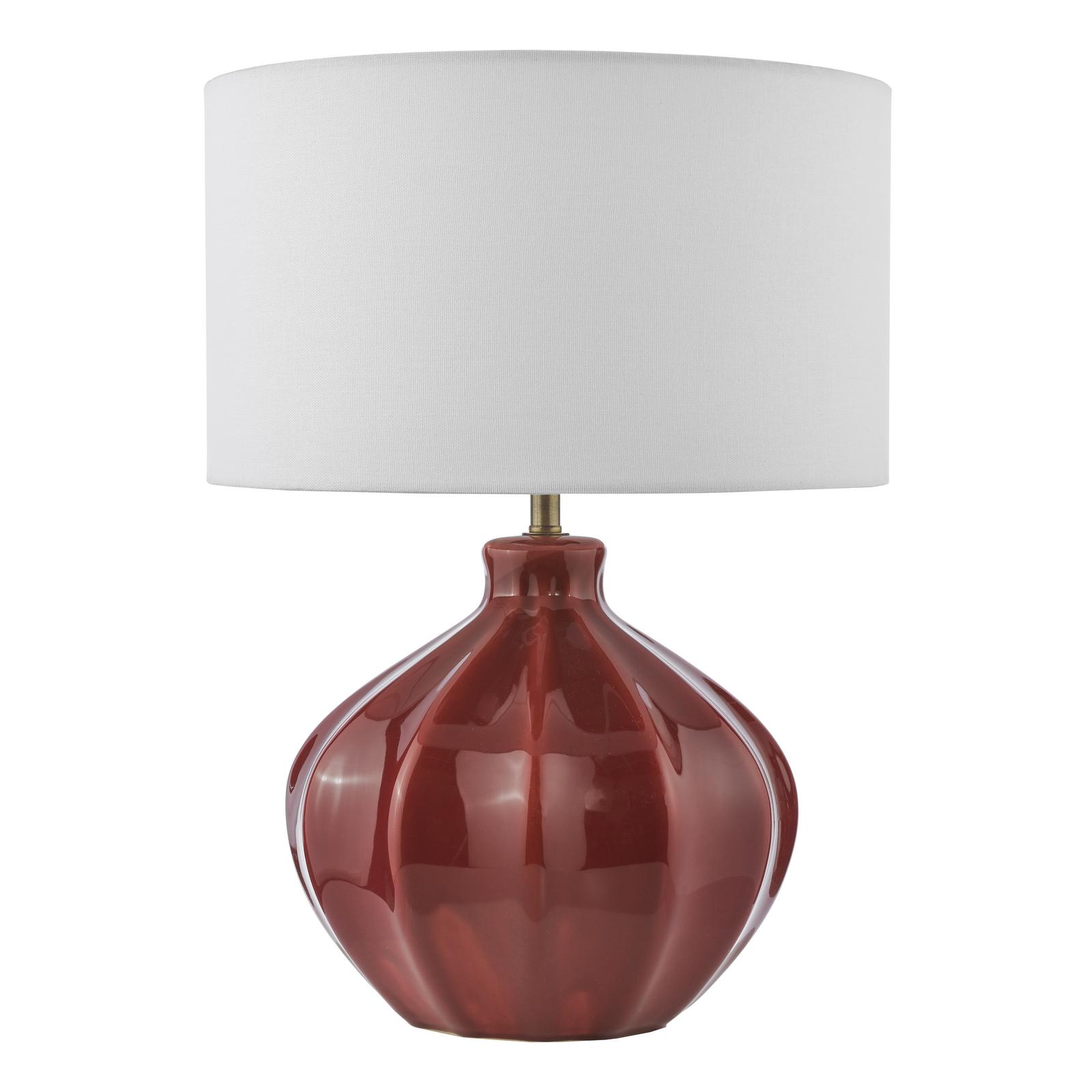 Amrita Ceramic Table Lamp Red and Antique Brass With Shade