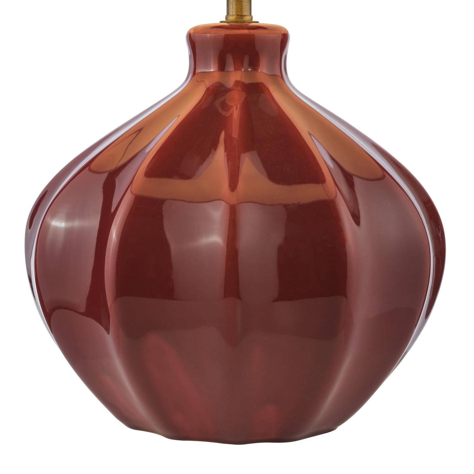 Amrita Ceramic Table Lamp Red and Antique Brass With Shade