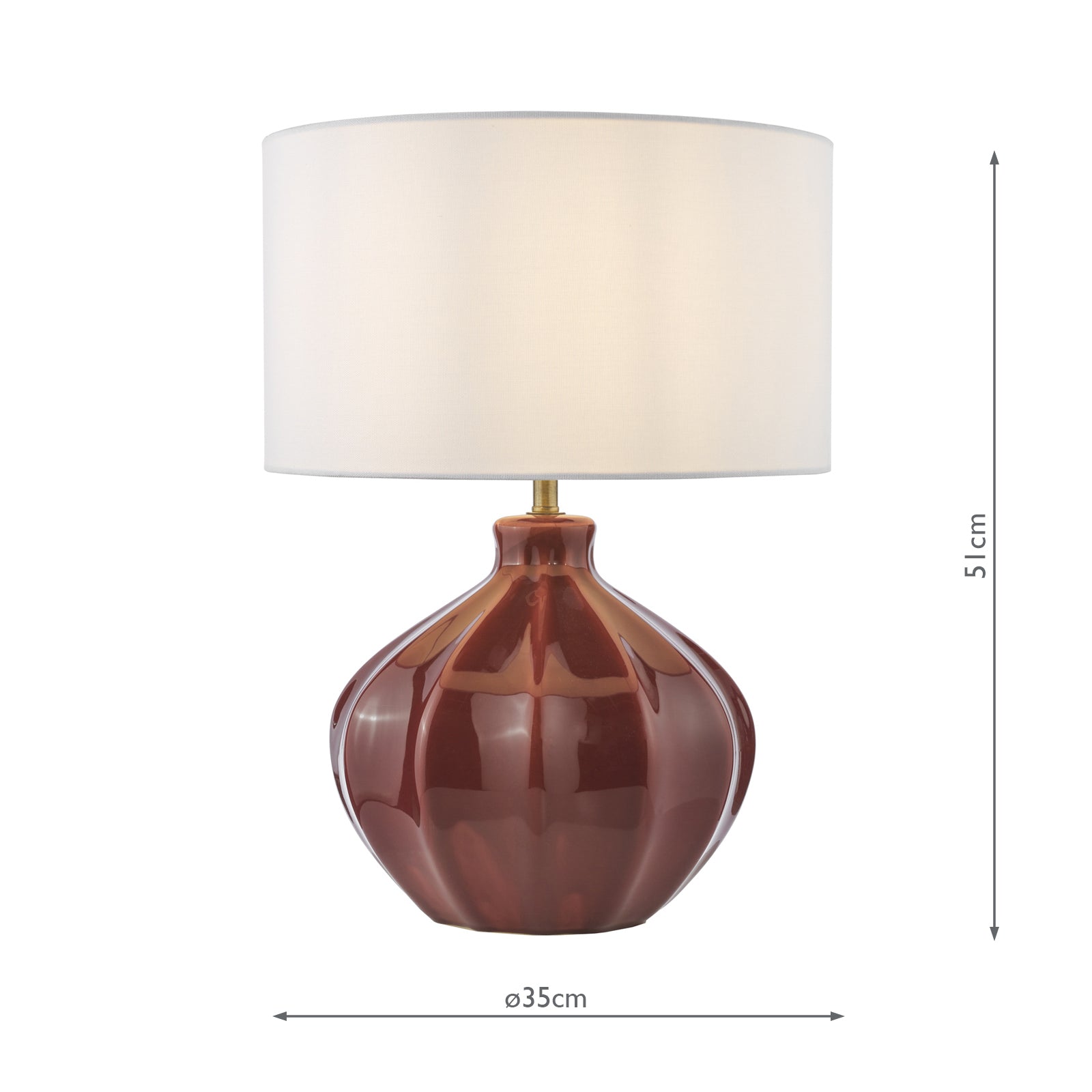 Amrita Ceramic Table Lamp Red and Antique Brass With Shade