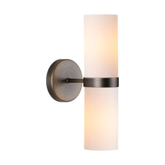 Anais 2 Light Wall Light Opal Glass and Antique Brass