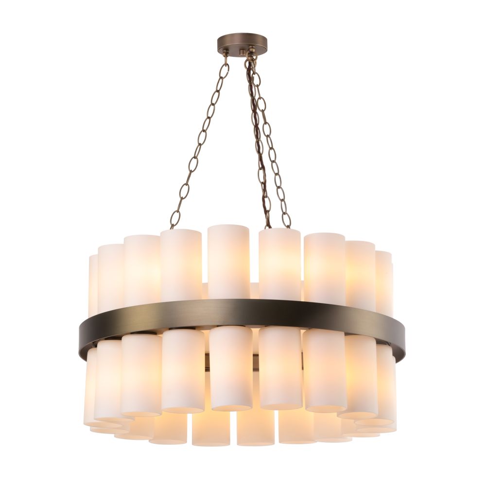 Anais 36 Light Pendant Opal Glass and Antique Brass