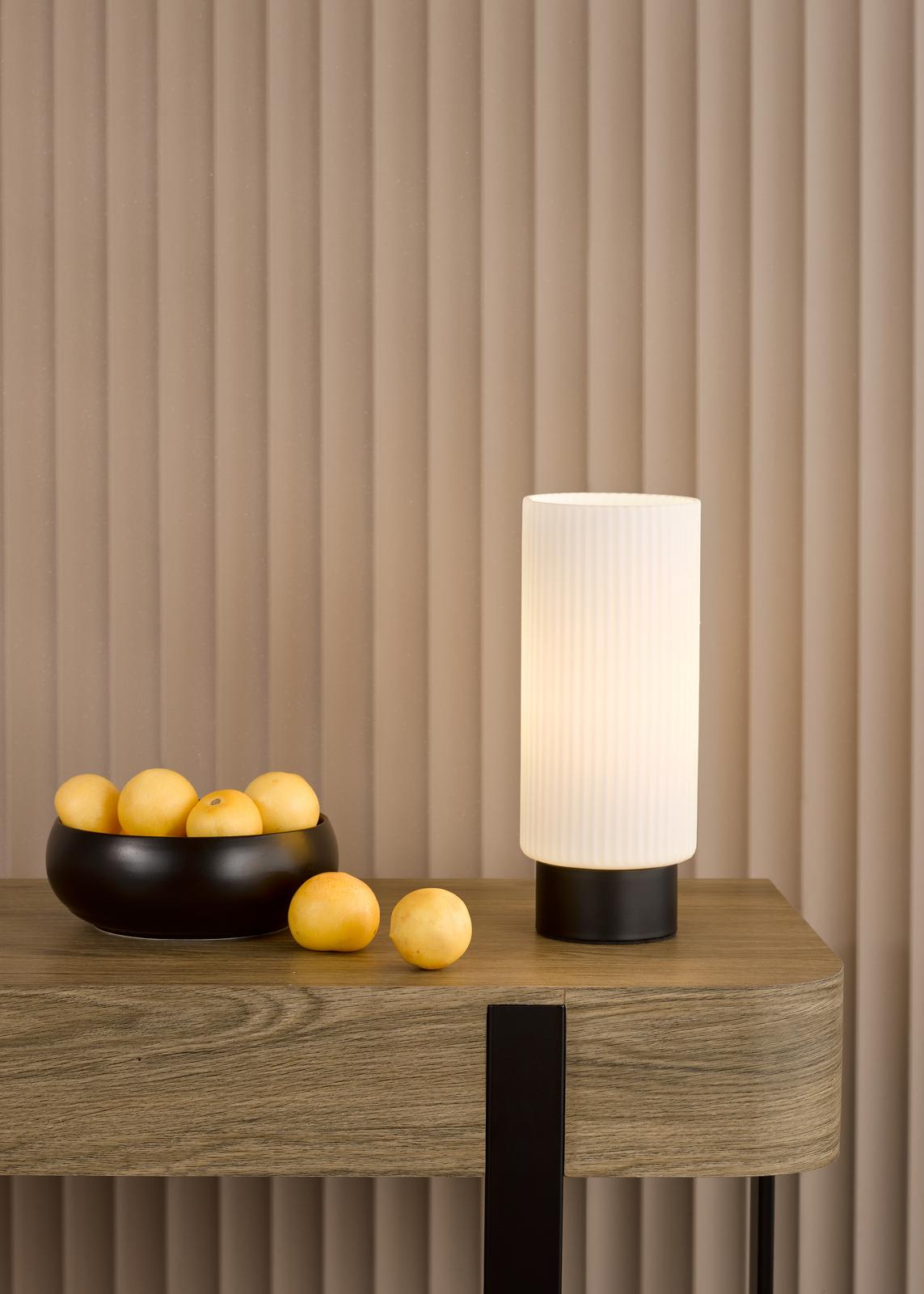 Aneska Table Lamp Matt Black and Opal Glass