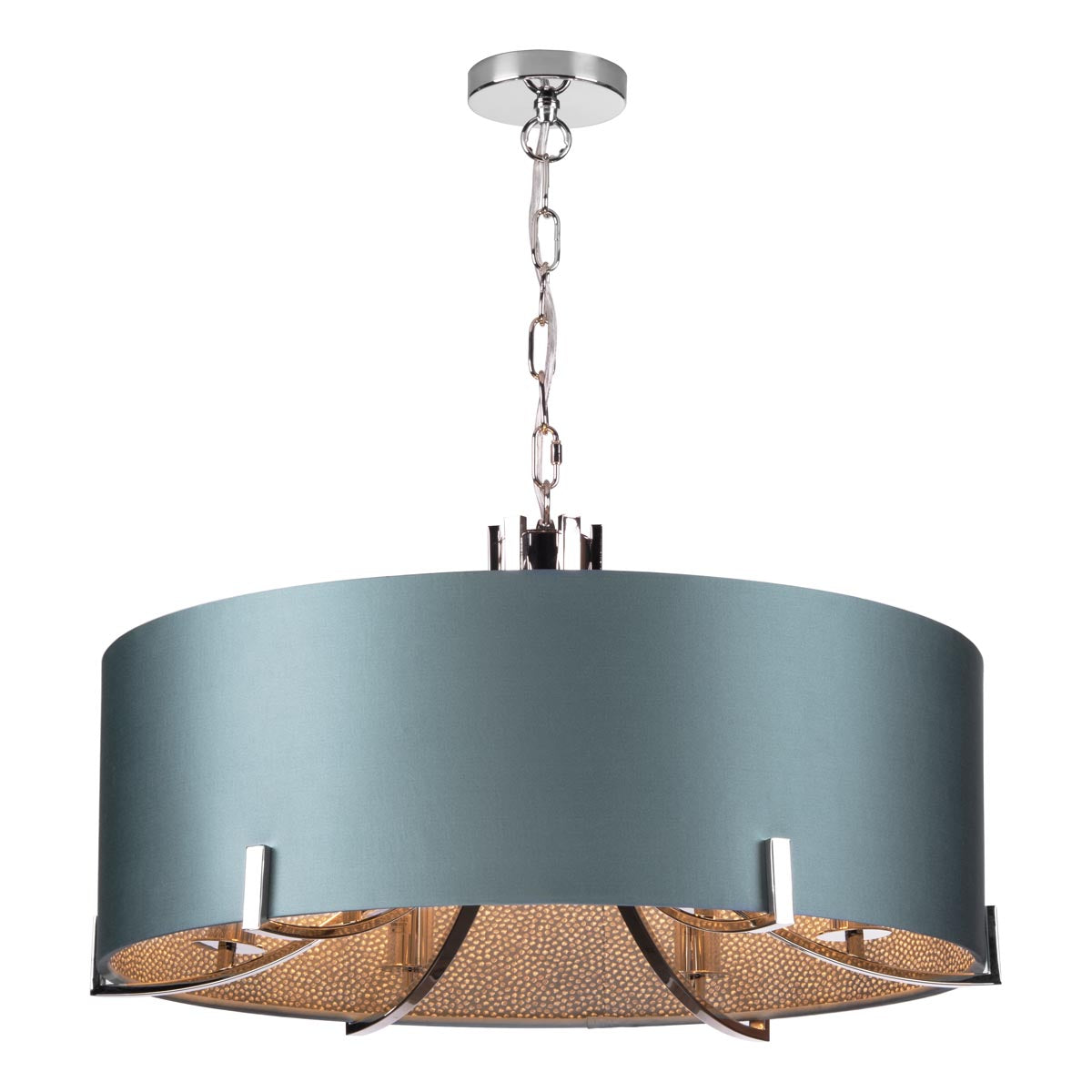 Annabelle 6 Light Pendant Polished Nickel  With Bespoke Shade