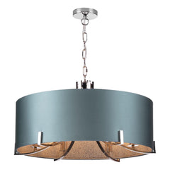 Annabelle 6 Light Pendant Polished Nickel  With Bespoke Shade