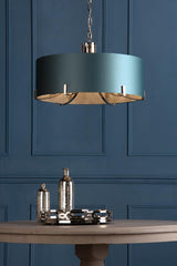 Annabelle 6 Light Pendant Polished Nickel  With Bespoke Shade