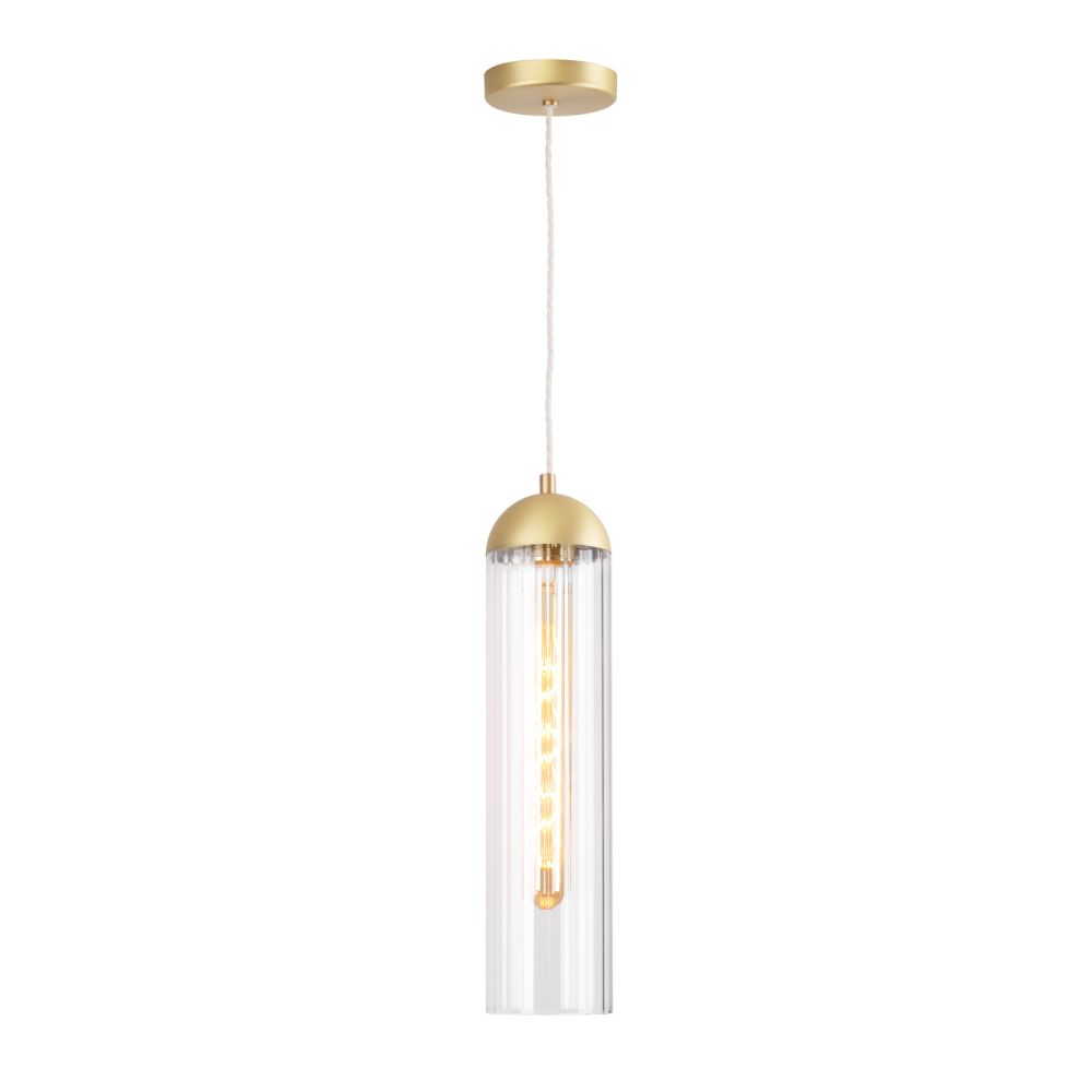 Anouk Pendant Ribbed Glass and Brushed Brass