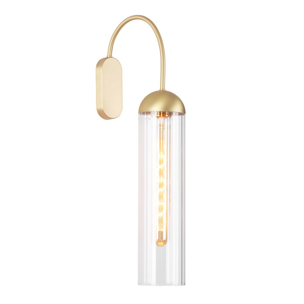 Anouk Wall Light Ribbed Glass and Brushed Brass