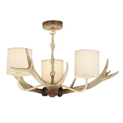 David Hunt Lighting Antler 3 Light Pendant Bleached Complete with Shades