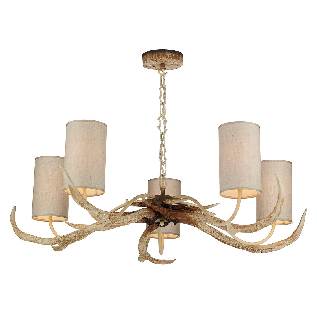 David Hunt Lighting Antler 5 Light Rustic Pendant Complete with Shades