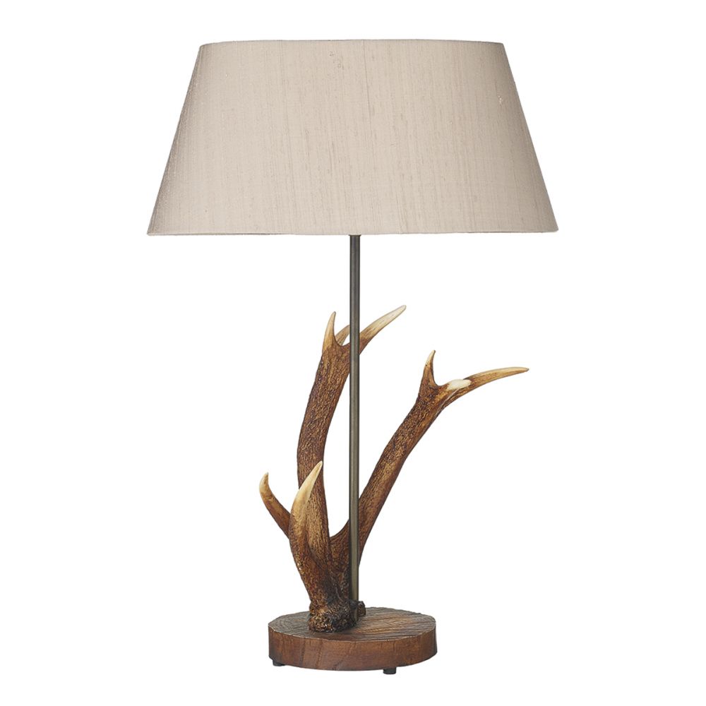 Antler table lamp by David Hunt Lighting with a silk ivory shade