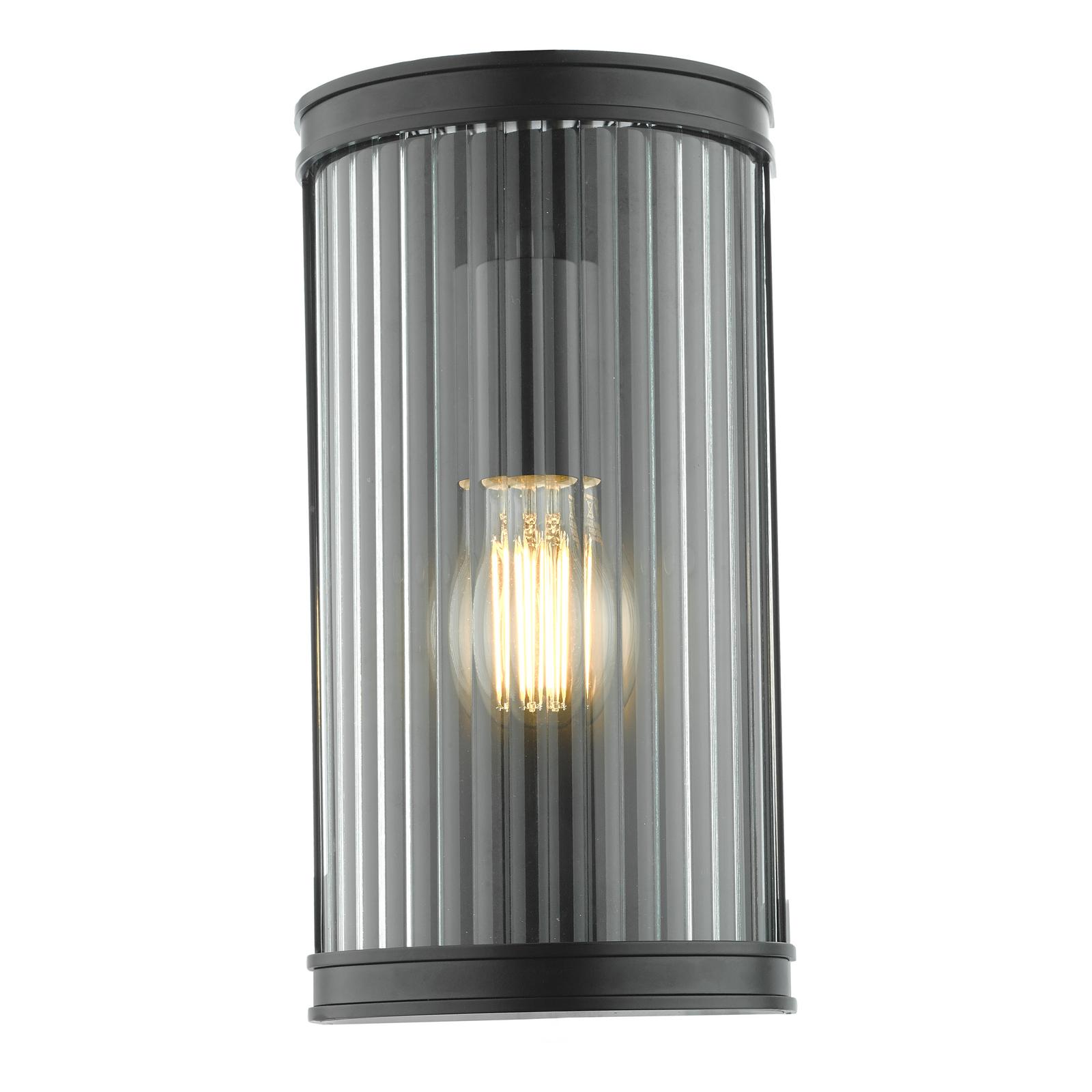 Anund Bathroom Wall Light Matt Black Ribbed Glass IP44