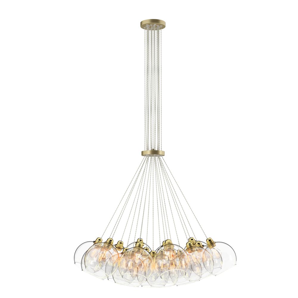 David Hunt Lighting Apollo 19 Light Cluster Pendant Brushed Brass and Glass