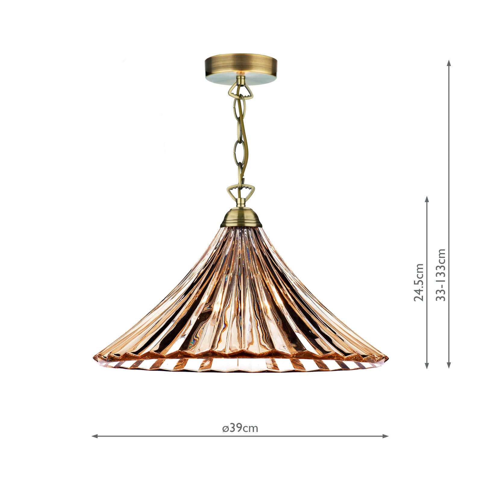 Ardeche 1 Light Large Pendant Amber Glass & Antique Brass