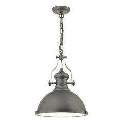 Arona 1lt Pendant Antique Pewter & Glass