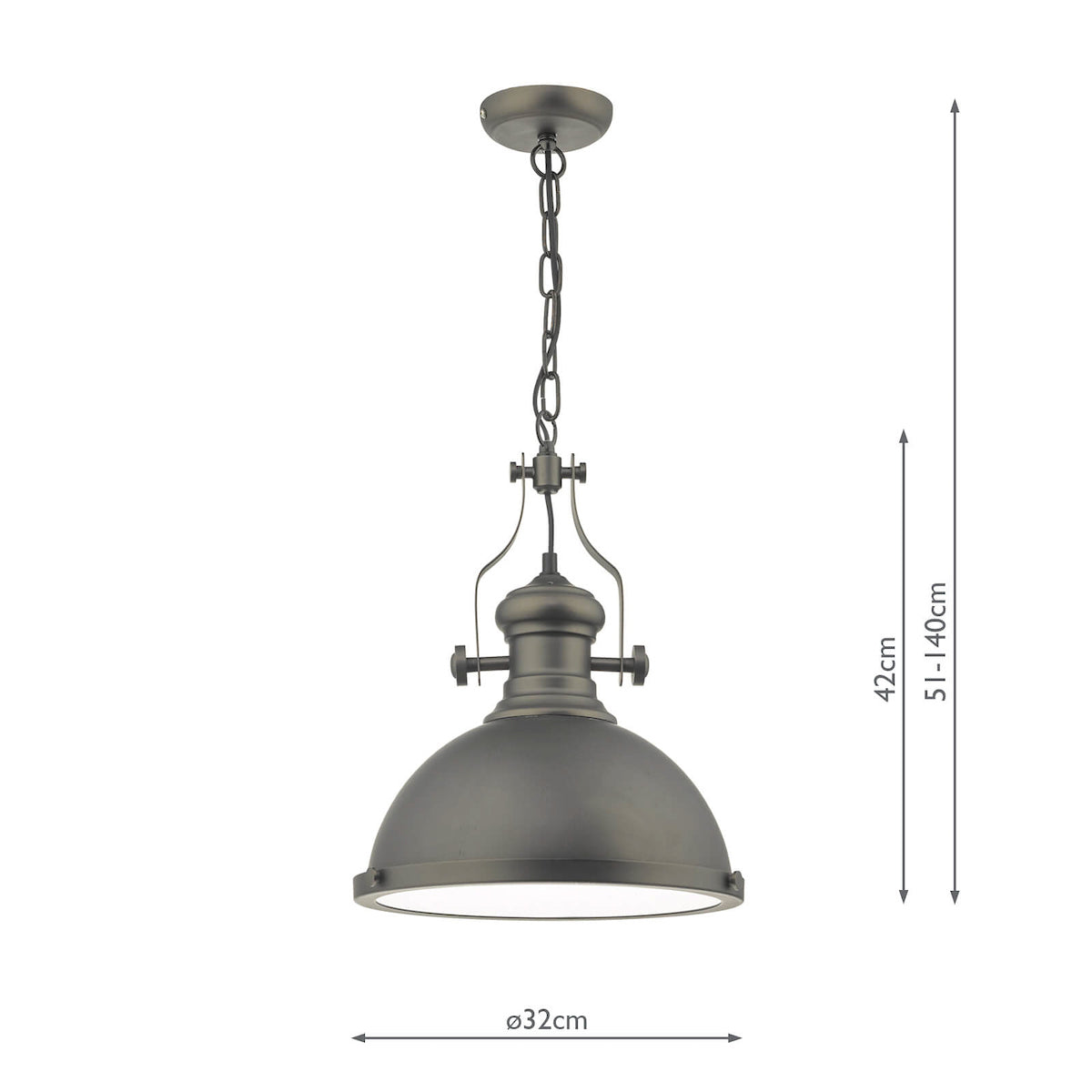 Arona 1lt Pendant Antique Pewter & Glass