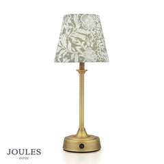 Joules Apsley Rechargeable Table Lamp Matt Antique Brass With Green Shade LED