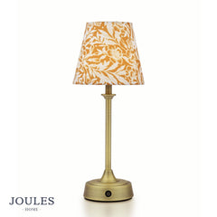 Joules Apsley Rechargeable Table Lamp Matt Antique Brass With Yellow Shade LED