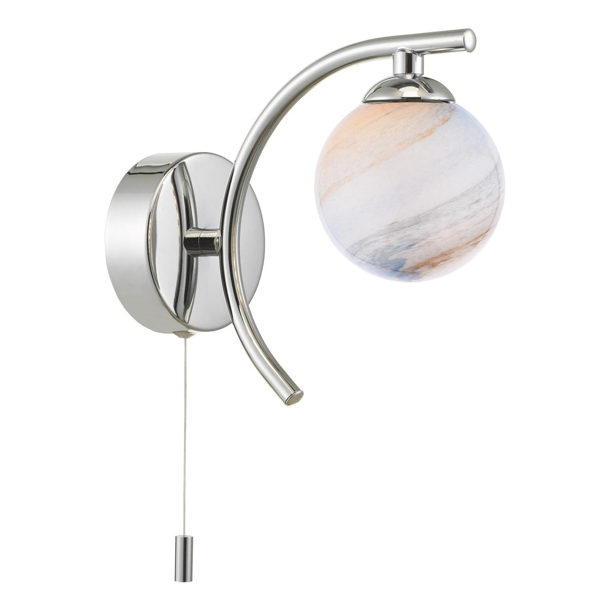 Atiya Wall Light Polished Chrome With Planet Style Glass