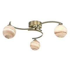 Atiya 3 Ceiling Light Antique Brass With Planet Style Glass Dar Lighting