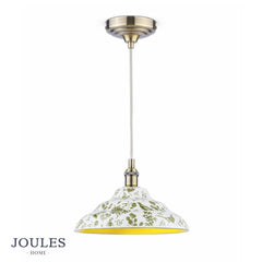 Joules Audley Pendant Green Ceramic and Matt Antique Brass