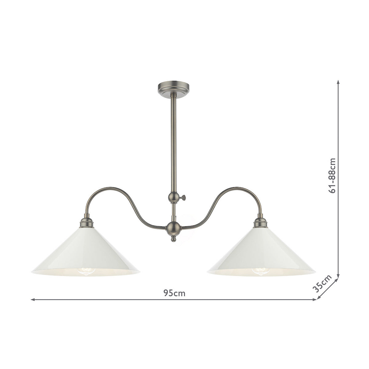 English Heritage Audley End 2 Light Bar Pendant Bronze and Cream