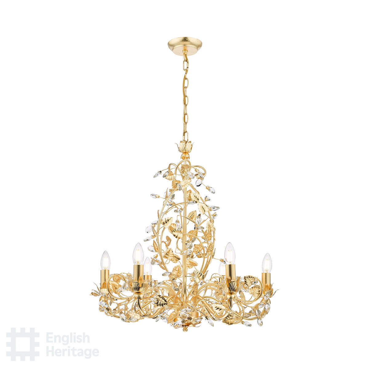 English Heritage Audley End 6 Light Pendant Gold Leaf
