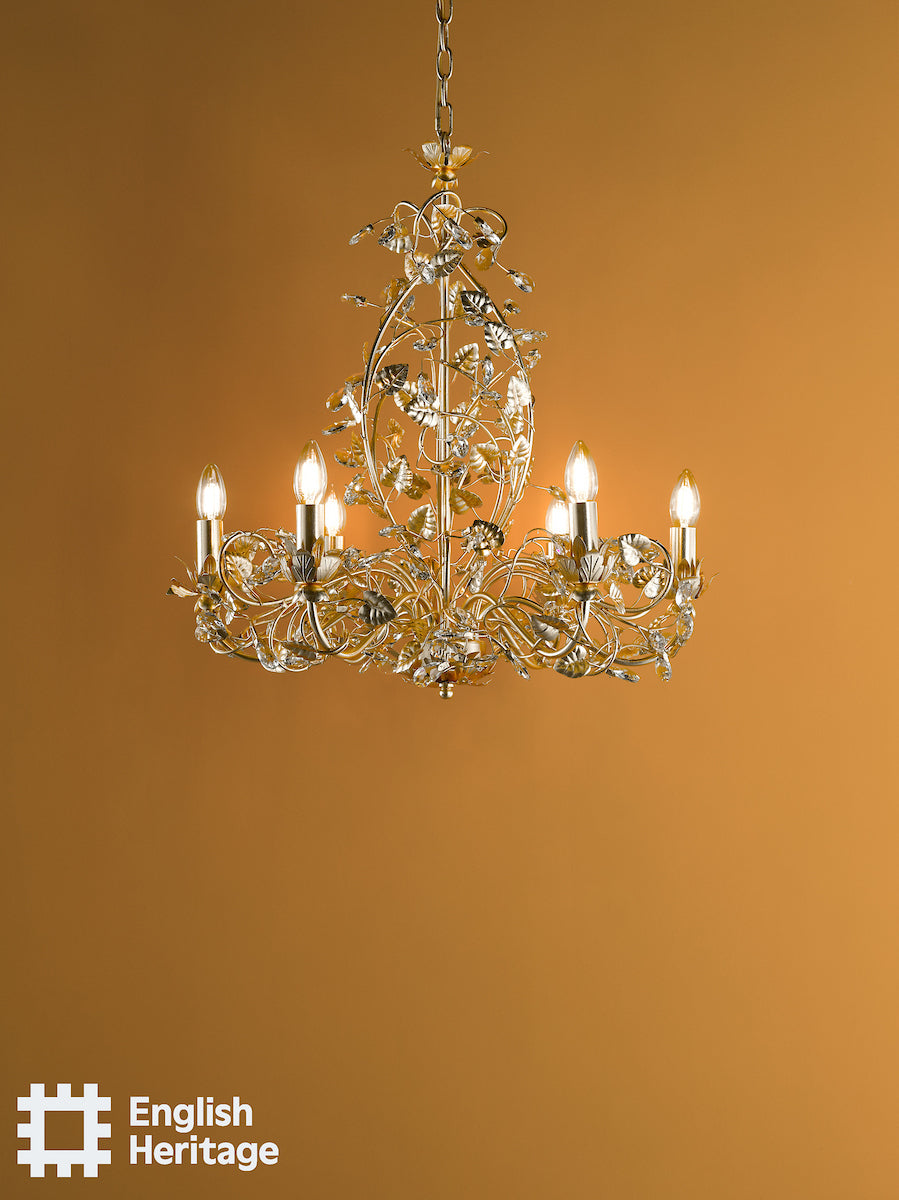 English Heritage Audley End 6 Light Pendant Gold Leaf