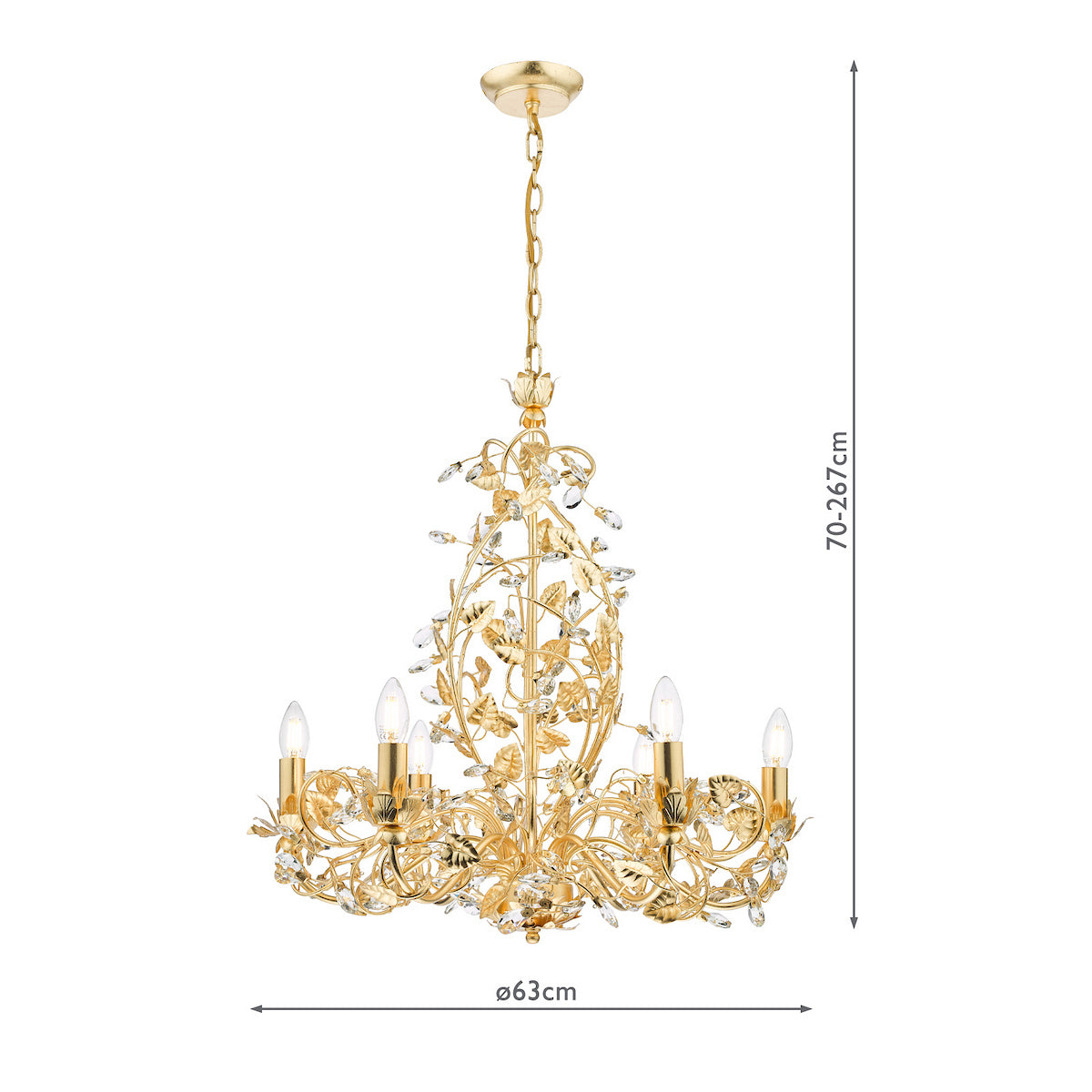 English Heritage Audley End 6 Light Pendant Gold Leaf