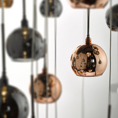 Aurelia 30lt Cluster Pendant Black Chrome & Copper/Bronze Glass 3M Drop