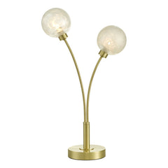 Avari 2 Light Table Lamp Satin Brass Glass Dar Lighting