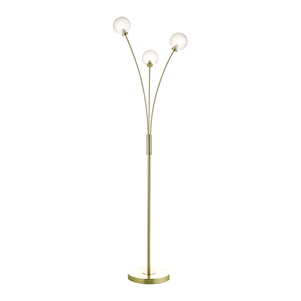 Avari 3 Light Floor Lamp Satin Brass And Clear Frosted Glass Dar Lighting