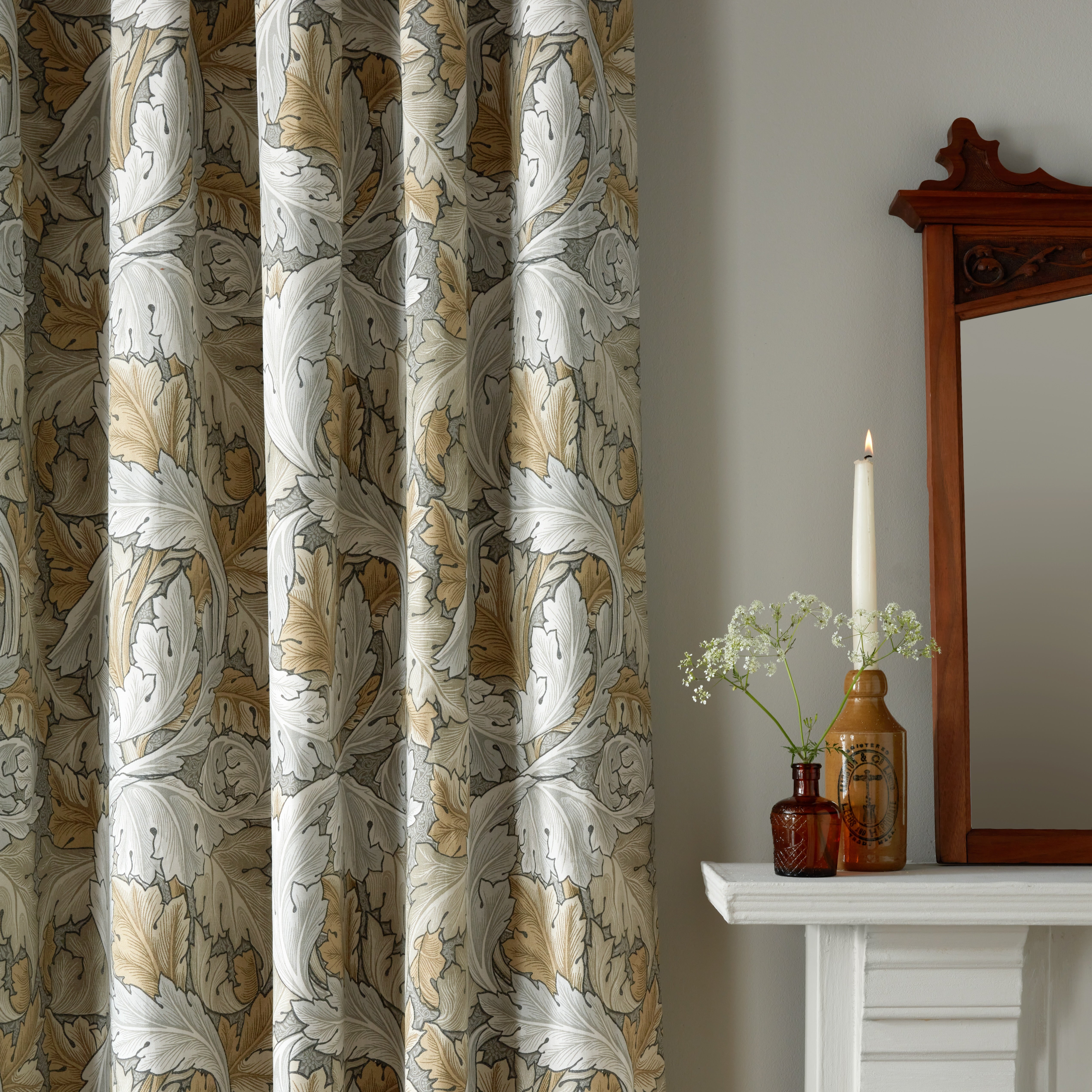 William Morris At Home Acanthus Flint Blackout Pencil Pleat Curtain