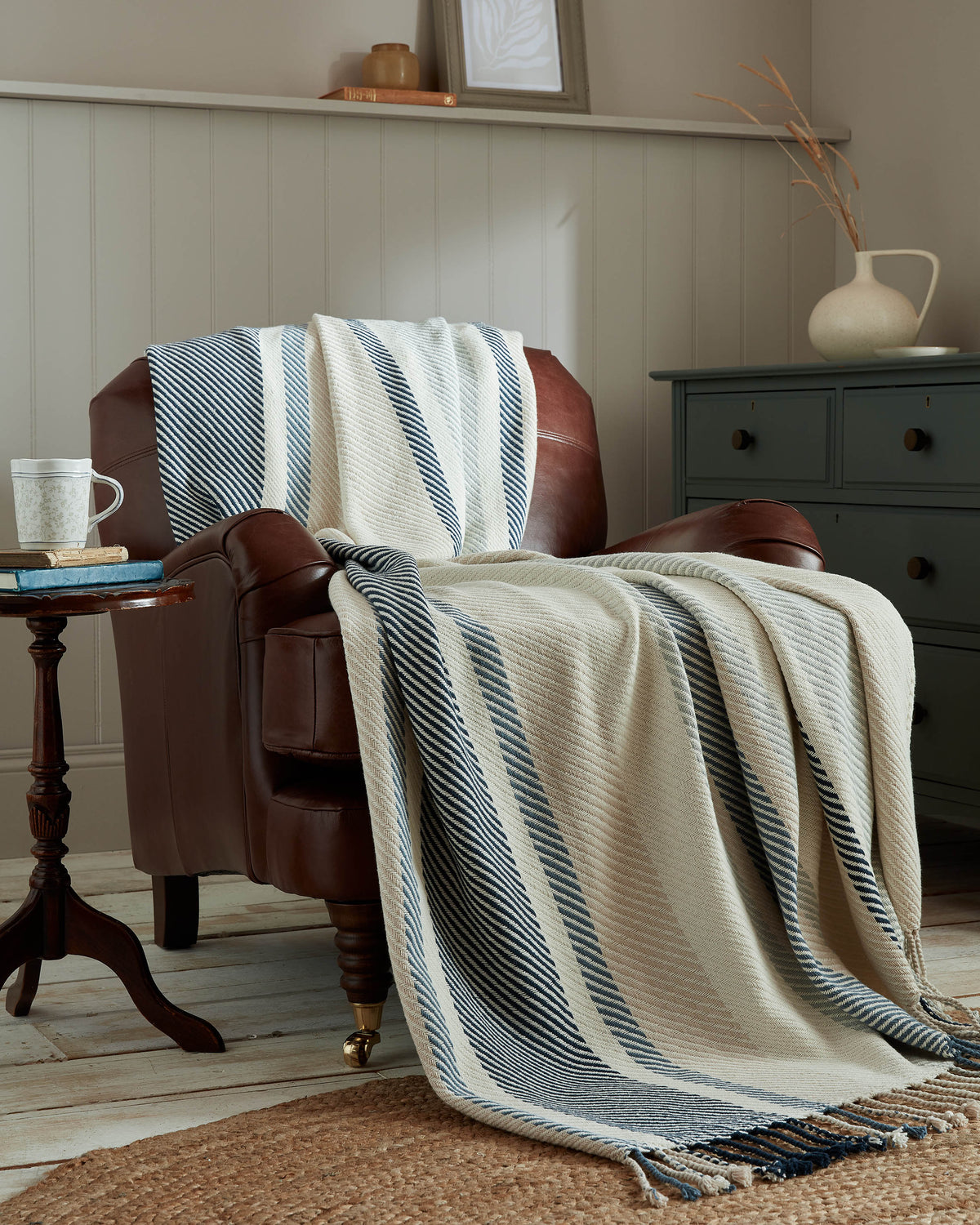 Laura Ashley Awning Stripe Seaspray Throw