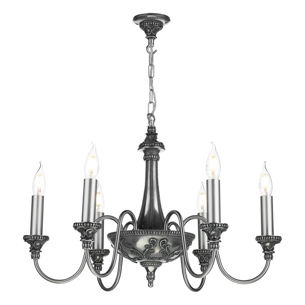 David Hunt Lighting Bailey 6 Light Chandelier Polished Pewter