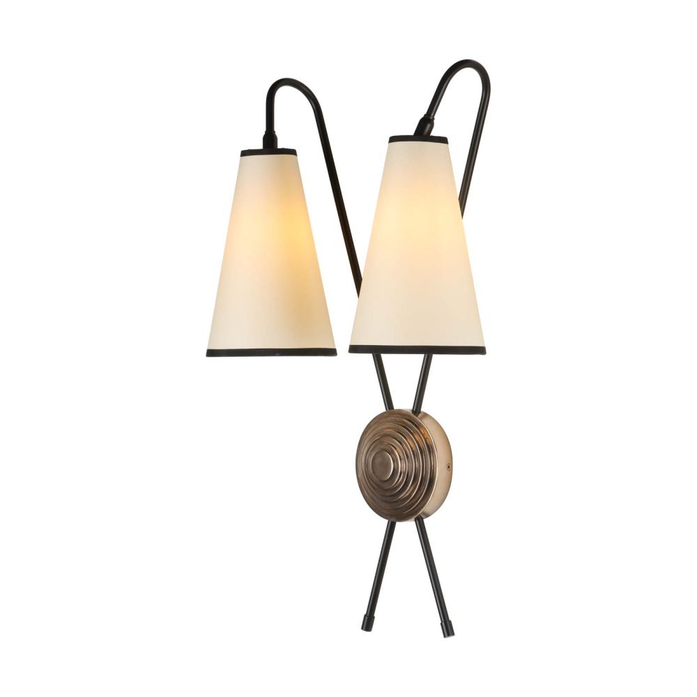 Battersea Double Wall Light Black and Bronze With Shades