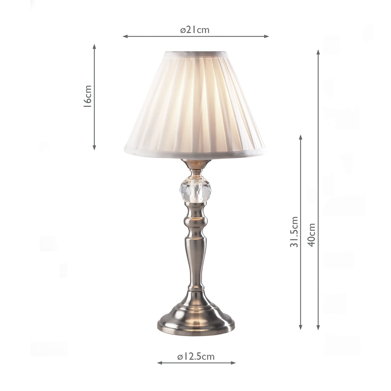 Beau Touch Table Lamp Satin Chrome With Shade