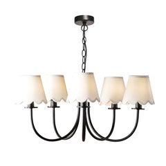 Becca 5 Light Pendant Matt Black With White Linen Shade